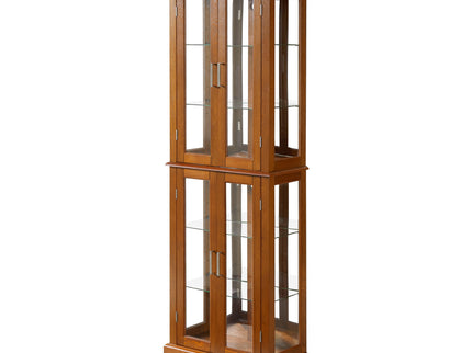 Curio Cabinet Lighted Curio Diapaly Cabinet With Adjustable Shelves And Mirrored Back Panel, Tempered Glass Doors (6 Tier), (E26 Light Bulb Not Included)