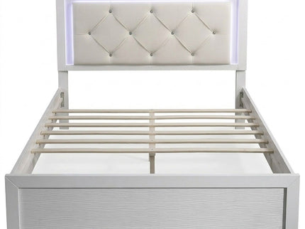 Tufted Headboard Bed With LED Lighting