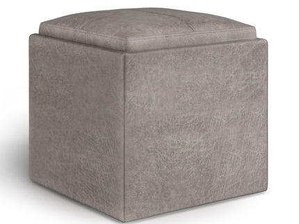 Rockwood - Upholstered Cube Storage Ottoman With Tray