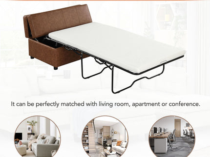 Twin Size Folding Ottoman Sleeper Bed With Mattress Convertible Guest Bed
