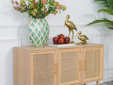 Wooden Accent TV Cabinet With 3 Doors - Brown