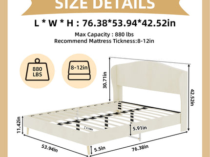 Upholstered Bed, Tufted Headboard, Comfortable Sleep