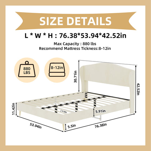 Upholstered Bed, Tufted Headboard, Comfortable Sleep