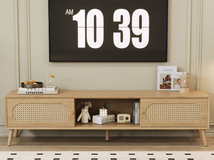 TV Stand For TVs Up To 80", Media Console, Cabinet - Natural