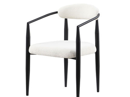 Dining Chairs (Set of 2), Mid-Century Modern Dining Chairs, Kitchen Dining Room Chairs, Round Boucle Backrest Sherpa Dining Chair With Metal Legs