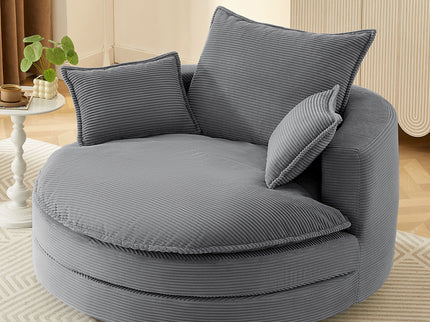 360° Swivel Accent Barrel Chair With Dual Layer Cushion And 3 Removable Pillows