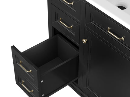 Modern Bathroom Vanity With Sink Top, 4 Drawers And 1 Soft-Close Door
