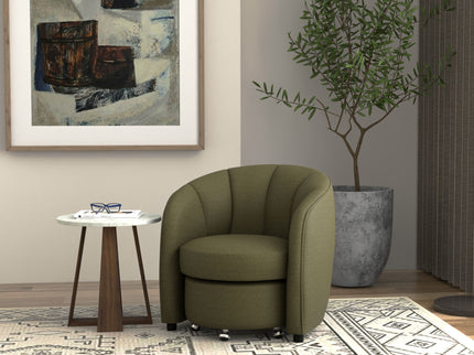 Barrel Chair With Nesting Ottoman - Forest Green
