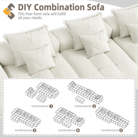 Modern Oversized Diy Combination Modular Sectional Sofa With Pillows