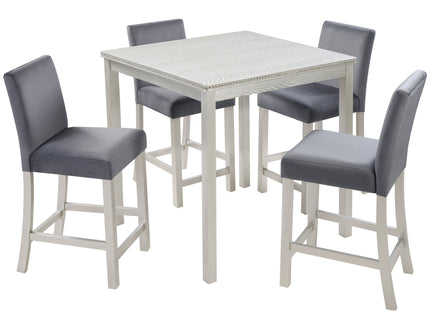 5 Pieces Counter Height Table Set, Kitchen Table With Square Table And 4 Upholstered Chairs