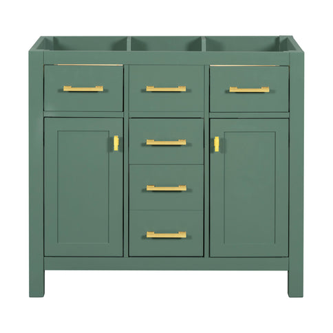 Freestanding Bathroom Vanity With 4 Drawers & 2 Cabinets - Green