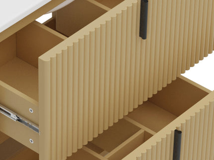 Fluted Bathroom Vanity With Ceramic Sink, Freestanding Design