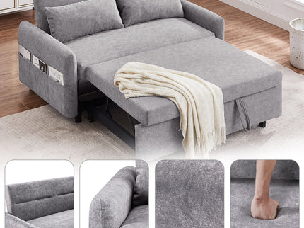 Pull Out Sleep Sofa Bed Loveseats Sofa Couch With Adjsutable Backrest, Storage Pockets, 2 Soft Pillows, USB Ports For Living Room, Bedroom, Apartment, Office