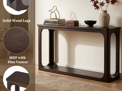 Console Table With Open Arch Cutouts For Living Room Hallway - Espresso