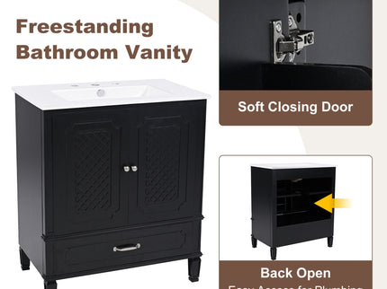 Bathroom Vanity With Sink, Soft Closing Door, Multi Functional Storage