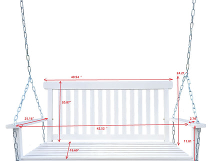 Front Porch Swing With Armrests For Outdoor Patio, Garden Yard, Backyard Or Sunroom