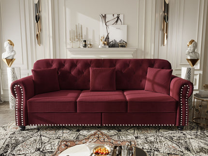 Upholstered Sofa Set With Nailhead Trim And Rolled Armrests, Includes Pillows