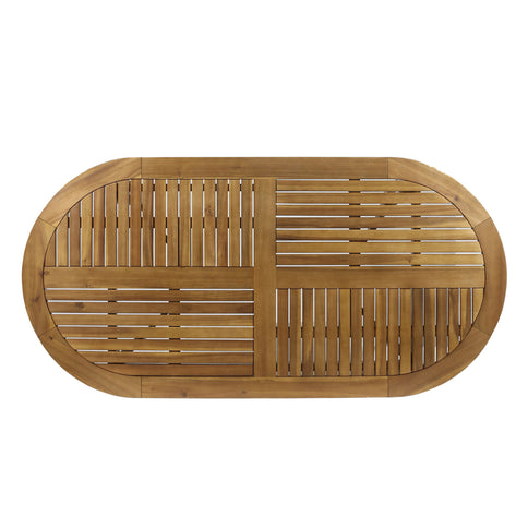 Outdoor Table With Smooth Lines, Slat Top