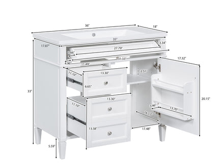 Bathroom Vanity With Mirror Cabinet, Storage Cabinet With 2 Soft Closing Doors And 4 Drawers, Undermount Sink