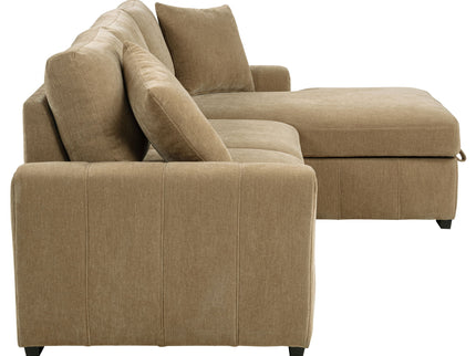 Logan - Sleeper Sectional Sofa With Right Arm Chaise - Camel