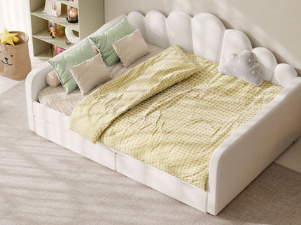 Shell Shaped Upholstered Daybed Frame With Slats