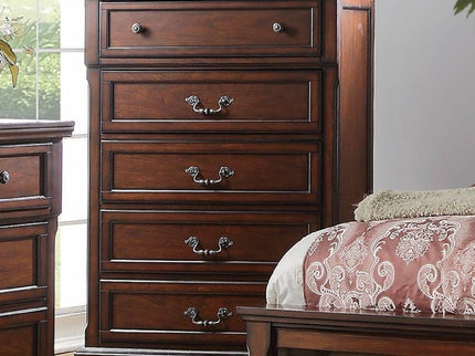 1 Piece Chest Bun Feet Pull Handles Round Knobs Bedroom Furniture - Cherry