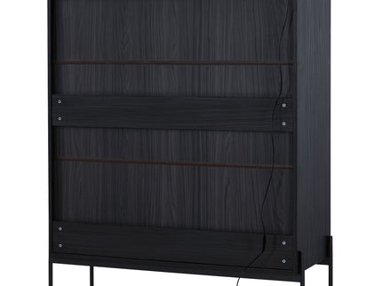 Modern Minimalist Style LED Curio Cabinet With Tempered Glass Door, Metal Legs