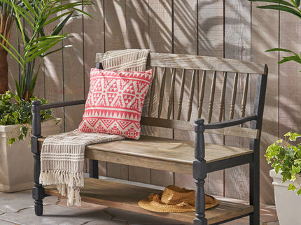 Slatted Bench With Built In Shelf