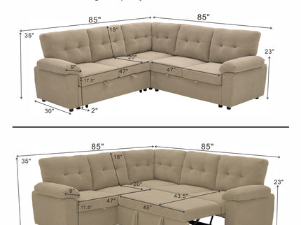 Convertible Sectional Sofa Bed & Pull Out Sleeper And Storage