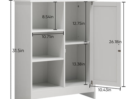 Classic Freestanding Bathroom And Kitchen Storage Cabinet With Adjustable Shelves - White