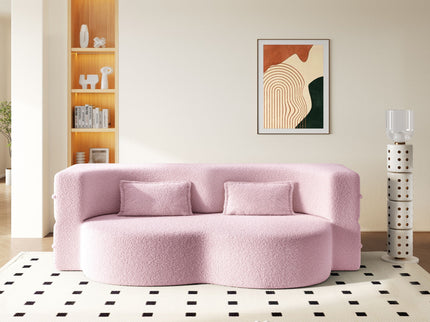 Modern Floor Sleeper Sofa Bed With 2 Pillows, Convertible Twin Size Folding Mattress For Living Room