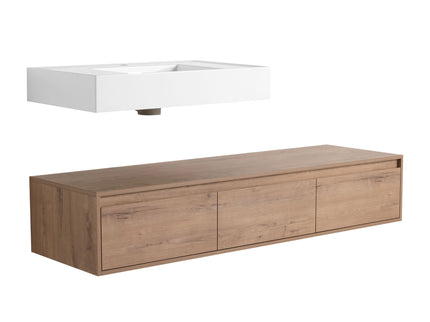 Modern Wall Mounted Bathroom Vanity With Resin Sink And Soft Close Drawer