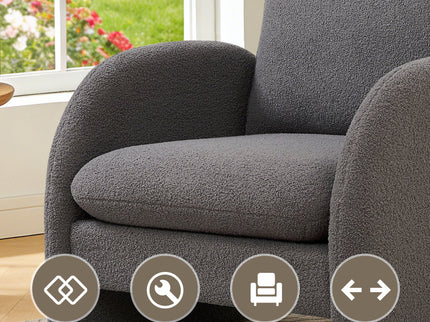 Modern Sherpa Upholstered Accent Chair, Comfortable Living Room Armchair, Lounge Chair For Bedroom, And Office