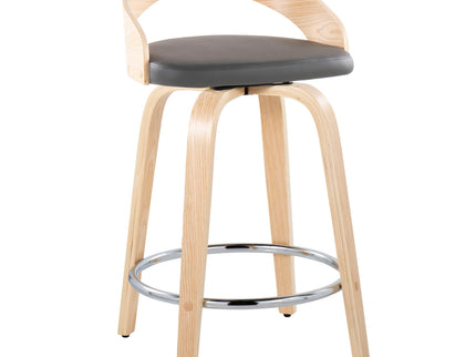 Grotto - Contemporary Fixed Height Counter Stool & Swivel, Round Footrest (Set of 2)