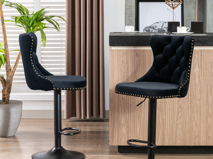 Swivel Barstools Adjusatble Seat Height, Modern Upholstered Bar Stools With Backs Comfortable Tufted For Home Pub And Kitchen Island (Set of 2)