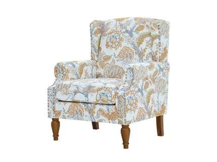 Accent Chair With Floral Upholstery And Nailhead Trim