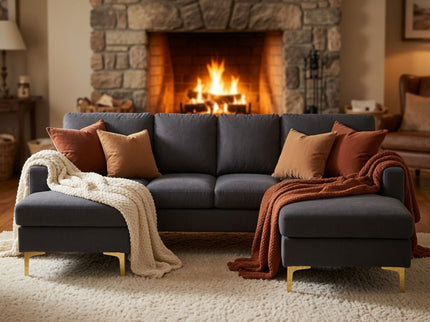 U - Shaped Sectional Sofa With Double Chaise