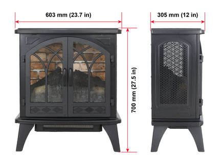 3D Flame Electric Infrared Quartz Fireplace Stove With Remote Control - Antique Black