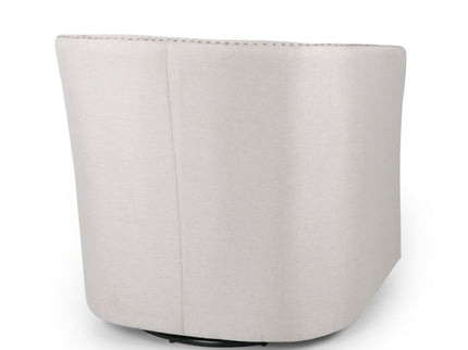 Modern Upholstered Swivel Club Chair With Nailhead Trim