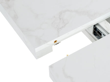 Modern Rectangle Dining Table With Stretchable Top, Storage Cabinet