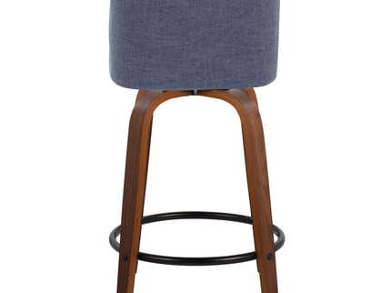 Toriano - Mid Century Modern, Fixed Height Counter Stool & Swivel And Round Footrest (Set of 2)