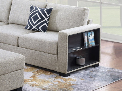 Contemporary Sectional Sofa 4 Piece Set With Built In Shelves L - Shaped Design