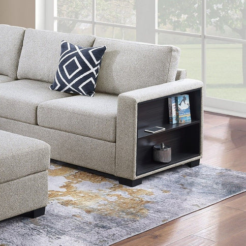 Contemporary Sectional Sofa 4 Piece Set With Built In Shelves L - Shaped Design