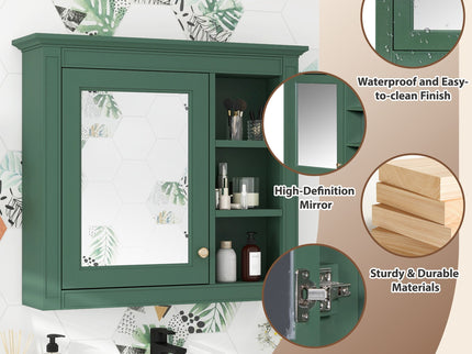 Wall Mounted Medicine Cabinet With Mirror And 3 Open Shelves