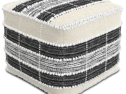 Barley - Square Pouf - White / Beige / Black