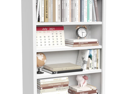 Bookcase Tall 5-Tier Adjustable Storage Shelf With Door Deep - White