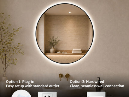 Round Framed Dimmable ED Bathroom Mirror With Anti Fog