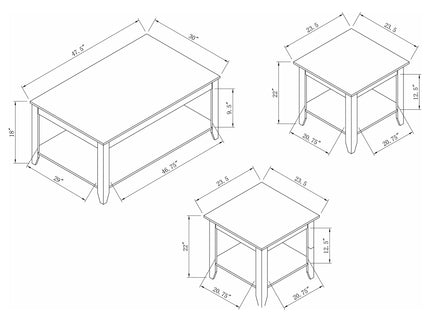 Ornette - 3 Piece Occasional Set With Square Design - Cappuccino