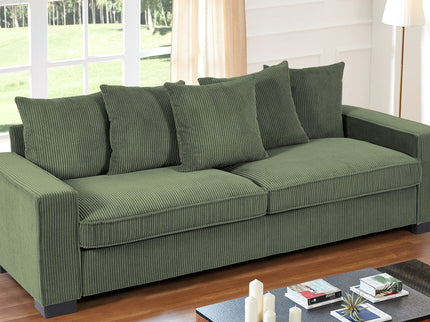Luxe Sofa With 5 Matching Toss Pillows, Sleek Design, Spacious And Comfortable 3 Seater Couch