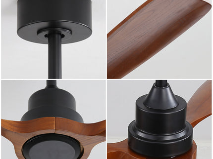 48" Ceiling Fan Without Light, 3 Solid Wood Blades Outdoor Ceiling Fan 6 - Speed Reversible DC Motor For Living Room - Black